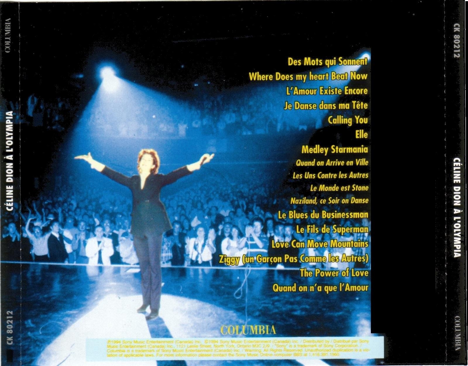 Celine Dion  A lOlympia : Back